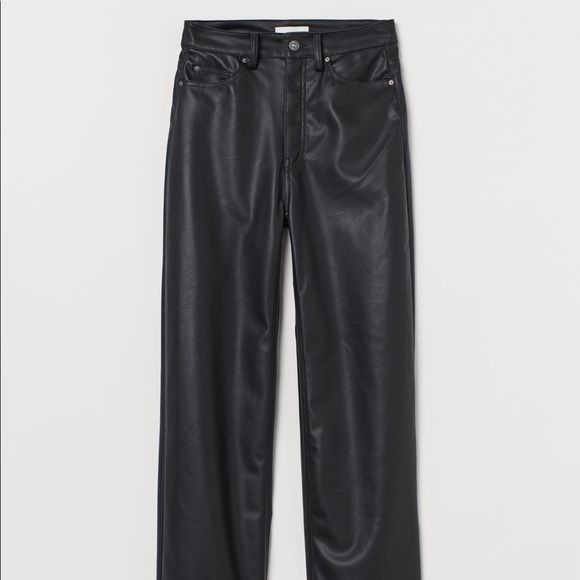 NWT. Faux Leather Pants. High Waist, straight and wide leg. - Picture 1 of 3